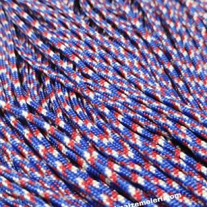 Paracord İp , Paracord Bileklik İpi Mavi Kırmızı Beyaz Çapraz Desen 2 mm - Görsel 3