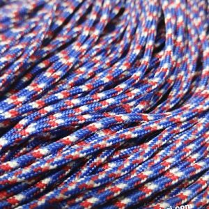 Paracord İp , Paracord Bileklik İpi Mavi Kırmızı Beyaz Çapraz Desen 2 mm - Görsel 1