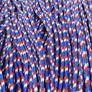Paracord İp , Paracord Bileklik İpi Mavi Kırmızı Beyaz Çapraz Desen 2 mm - Görsel 2