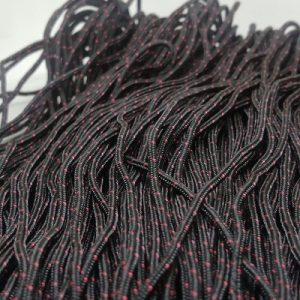 Paracord İp , Paracord Bileklik İpi Siyah Renk Kırmızı Nokta Desen 2 mm - Görsel 2