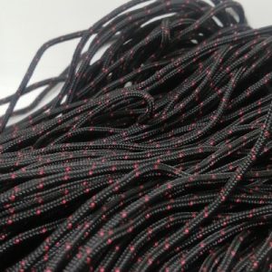 Paracord İp , Paracord Bileklik İpi Siyah Renk Kırmızı Nokta Desen 2 mm - Görsel 1