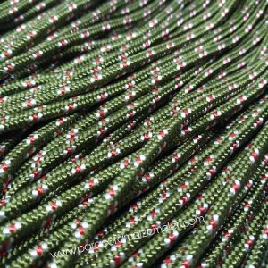 PARACORD İP, PARACORD BİLEKLİK AKSESUAR İPİ HAKİ YEŞİL RENK KIRMIZI BEYAZ ŞERİT 3 mm - Görsel 1
