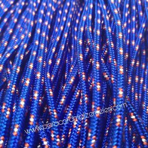 PARACORD İP, PARACORD BİLEKLİK AKSESUAR İPİ KOYU MAVİ RENK KIRMIZI-BEYAZ ŞERİT 3 mm - Görsel 2