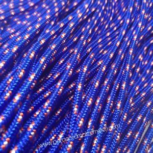 PARACORD İP, PARACORD BİLEKLİK AKSESUAR İPİ KOYU MAVİ RENK KIRMIZI-BEYAZ ŞERİT 3 mm - Görsel 1