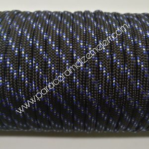 Paracord 550 Paraşüt Bileklik İpi Siyah Renk Mavi Beyaz Şerit - Görsel 1