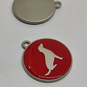 Pet Tasma Aksesuar Künye Yuvarlak Model Kırmızı Renk - Görsel 2