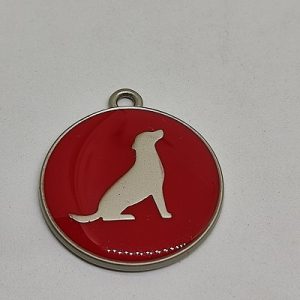 Pet Tasma Aksesuar Künye Yuvarlak Model Kırmızı Renk - Görsel 1