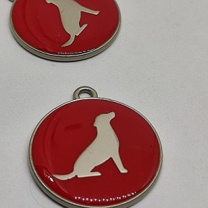 Pet Tasma Aksesuar Künye Yuvarlak Model Kırmızı Renk - Görsel 3