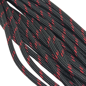 4 mm Paracord İp Siyah Renk Kırmızı Şerit - Görsel 3