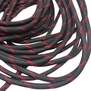 4 mm Paracord İp Siyah Renk Kırmızı Şerit - Görsel 2