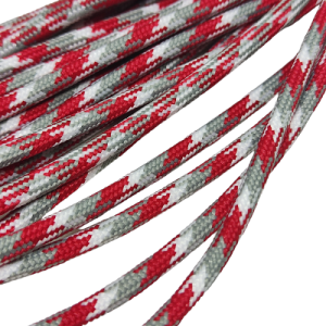 Paracord İp 4 mm Kırmızı Renk Gri Beyaz Çapraz Desen - Görsel 1