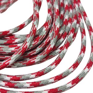 Paracord İp 4 mm Kırmızı Renk Gri Beyaz Çapraz Desen - Görsel 3