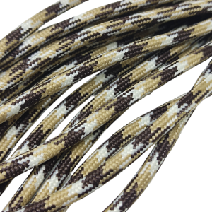4 mm Paracord İp Koyu Kahve Renk Bej Beyaz Çapraz Desen  - Görsel 1