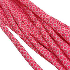 4 mm Paracord İp Kristal Desen Neon Kırmızı Beyaz Renk   - Görsel 1