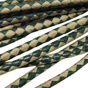 Paracord Bileklik İpi Burgulu Mumlu İp Bej Koyu Yeşil Renk 4 mm - Görsel 1