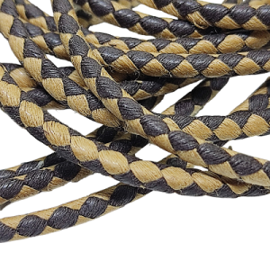 Paracord Bileklik İpi Burgulu Mumlu İp Açık Kahve Koyu Kahve Renk 4 mm - Görsel 1