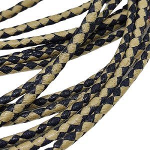 Paracord Bileklik İpi Burgulu Mumlu İp Kum Bej Siyah Renk 4 mm - Görsel 1