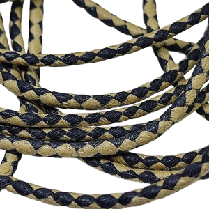 Paracord Bileklik İpi Burgulu Mumlu İp Kum Bej Siyah Renk 4 mm - Görsel 3