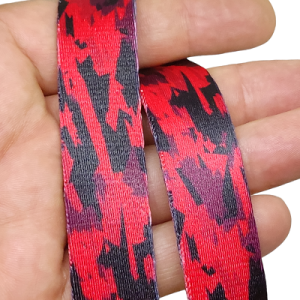 20 mm Recycled Baskılı Kolon Kamuflaj Desen Kırmızı Siyah - Görsel 1