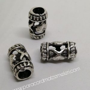 Paracord Aksesuar Delikli Model Boncuk Gümüş Renk - Görsel 1