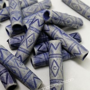 Paracord Aksesuar Boncuk Etnik Desen Tüp Model Duman Gri Renk  - Görsel 1