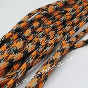 Paracord İp, Paracord Paraşüt Bileklik İp Turuncu Siyah Koyu Bej Çapraz Renk - Görsel 2