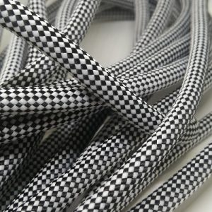 Paracord İp, Pet Tasma İpi 8 mm Beyaz Renk Siyah Nokta Desen - Görsel 1