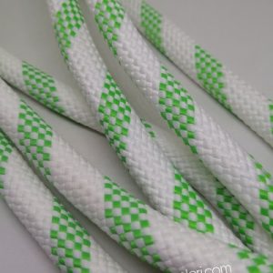 Paracord İp, Pet Tasma İpi 12 mm Beyaz Renk Yeşil Şerit - Görsel 3