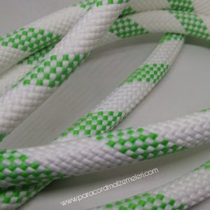 Paracord İp, Pet Tasma İpi 12 mm Beyaz Renk Yeşil Şerit - Görsel 1