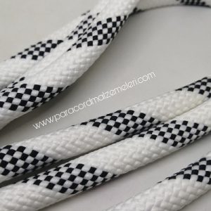 Paracord İp, Pet Tasma İpi 12 mm Beyaz Renk Siyah Şerit - Görsel 3