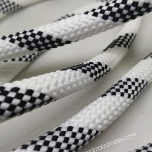 Paracord İp, Pet Tasma İpi 12 mm Beyaz Renk Siyah Şerit - Görsel 1