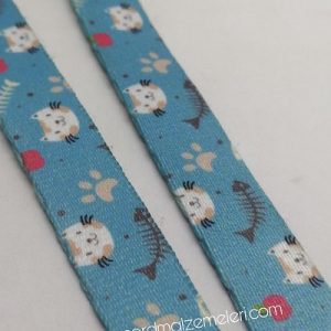 Recycled Baskılı Kolon 15 mm Kedi Balık Desen - Görsel 2