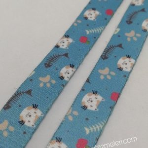 Recycled Baskılı Kolon 15 mm Kedi Balık Desen - Görsel 1