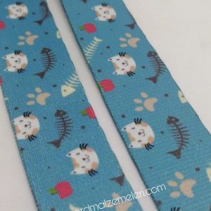 Recycled Baskılı Kolon 25 mm Kedi Balık Desen - Görsel 2
