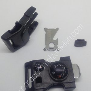 Ateş Başlatıcılı, Pusula,Termometre ve Düdüklü Paracord Klips Siyah Renk - Görsel 2