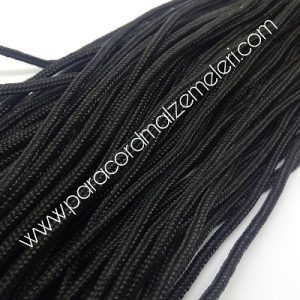 Paracord İp , Paracord Bileklik İpi Siyah Renk 2 mm - Görsel 1