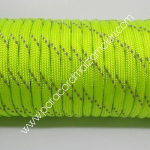 PARACORD 550 İP, Paraşüt Bileklik İpi Reflektörlü Fıstık Yeşil Renk - Görsel 2