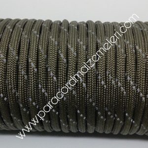 PARACORD 550 İP,Paraşüt Bileklik İpi Reflektörlü Kahve Renk - Görsel 2