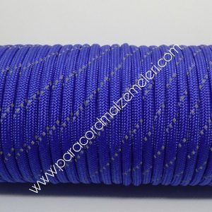PARACORD 550 İP, Paraşüt Bileklik İpi Reflektörlü Mavi Renk - Görsel 3