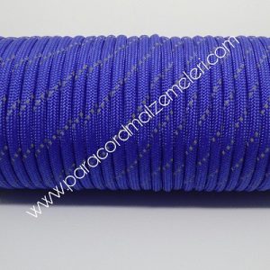 PARACORD 550 İP, Paraşüt Bileklik İpi Reflektörlü Mavi Renk - Görsel 2