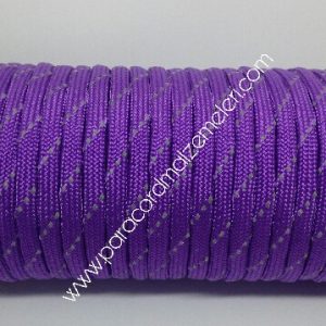 PARACORD 550 İP, Paraşüt Bileklik İpi Reflektörlü Mor Renk - Görsel 4