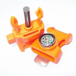 Ateş Başlatıcılı,Pusulalı,Düdüklü Turuncu Renk Paracord Klips - Görsel 6