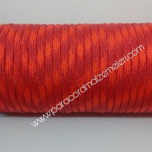 Paracord 550 İp, Paracord Paraşüt Bileklik İpi Kırmızı Turuncu Renk - Görsel 1