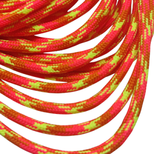 4 mm Paracord İp Neon Sarı Kırmızı Çapraz Renk - Görsel 1